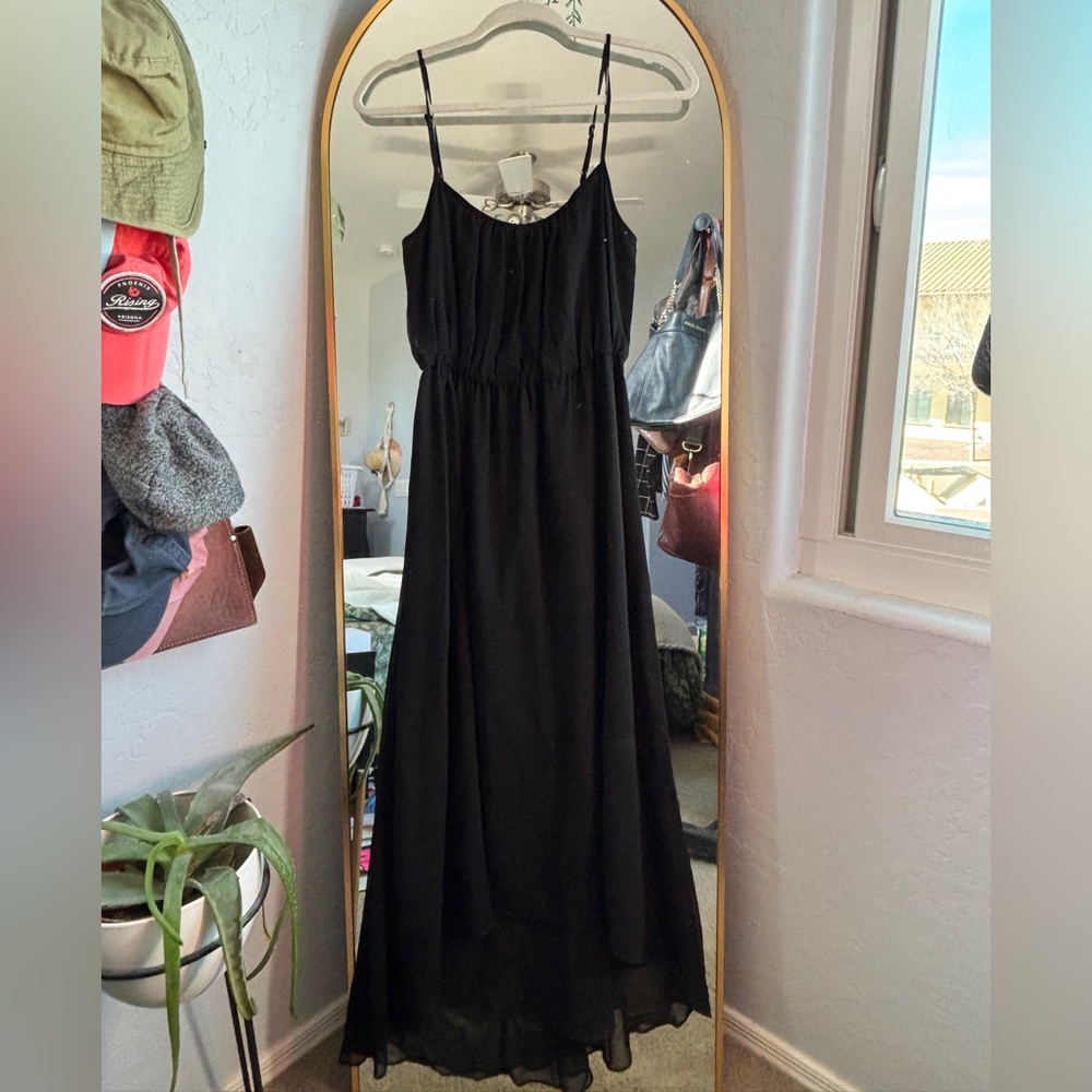 Black Banana Republic High Low Hem Flowy Maxi Dress
